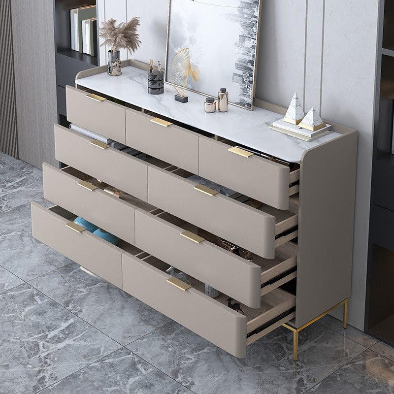 Classic Glam Double Dresser Stone Horizontal Storage Chest for Bedroom