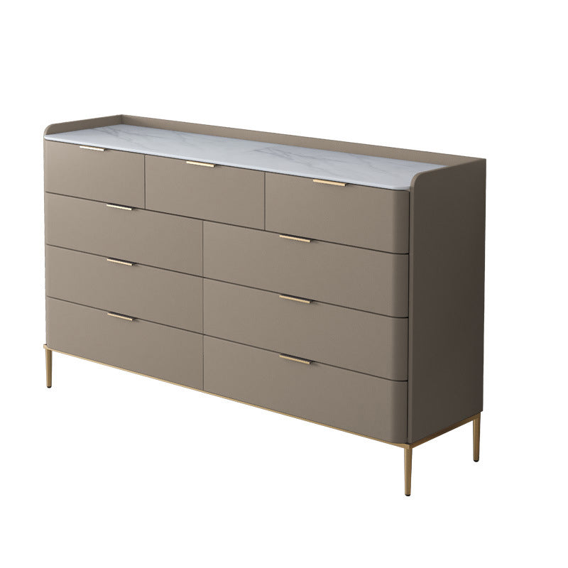 Classic Glam Double Dresser Stone Horizontal Storage Chest for Bedroom