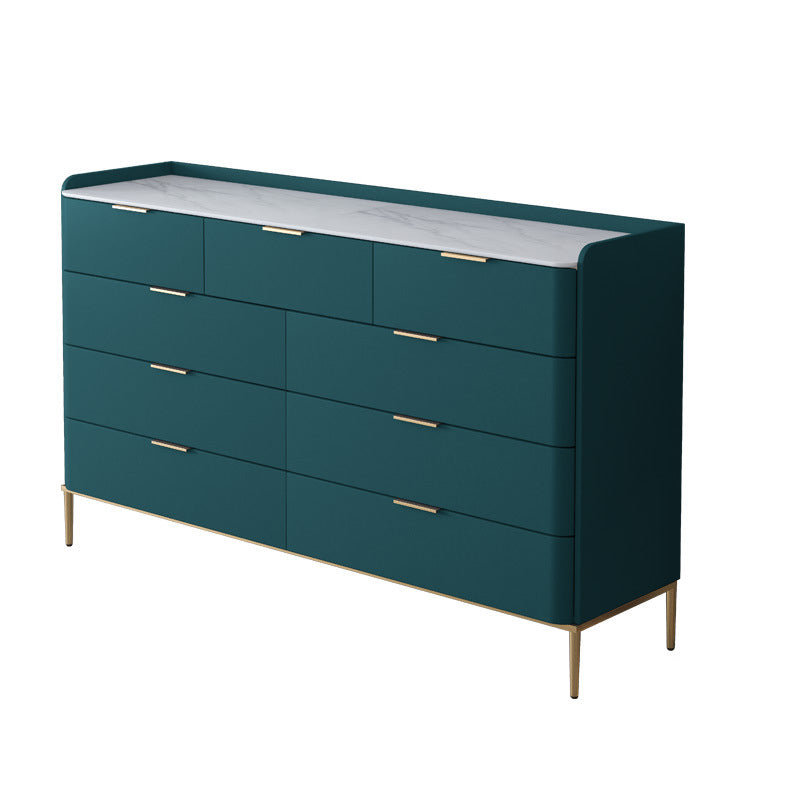 Classic Glam Double Dresser Stone Horizontal Storage Chest for Bedroom