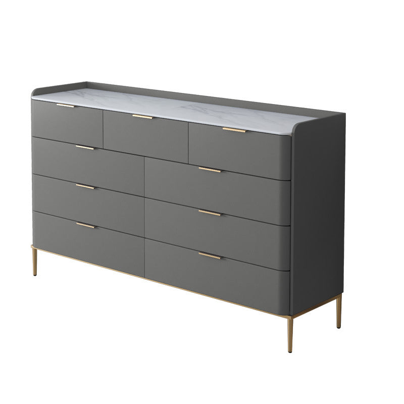Classic Glam Double Dresser Stone Horizontal Storage Chest for Bedroom