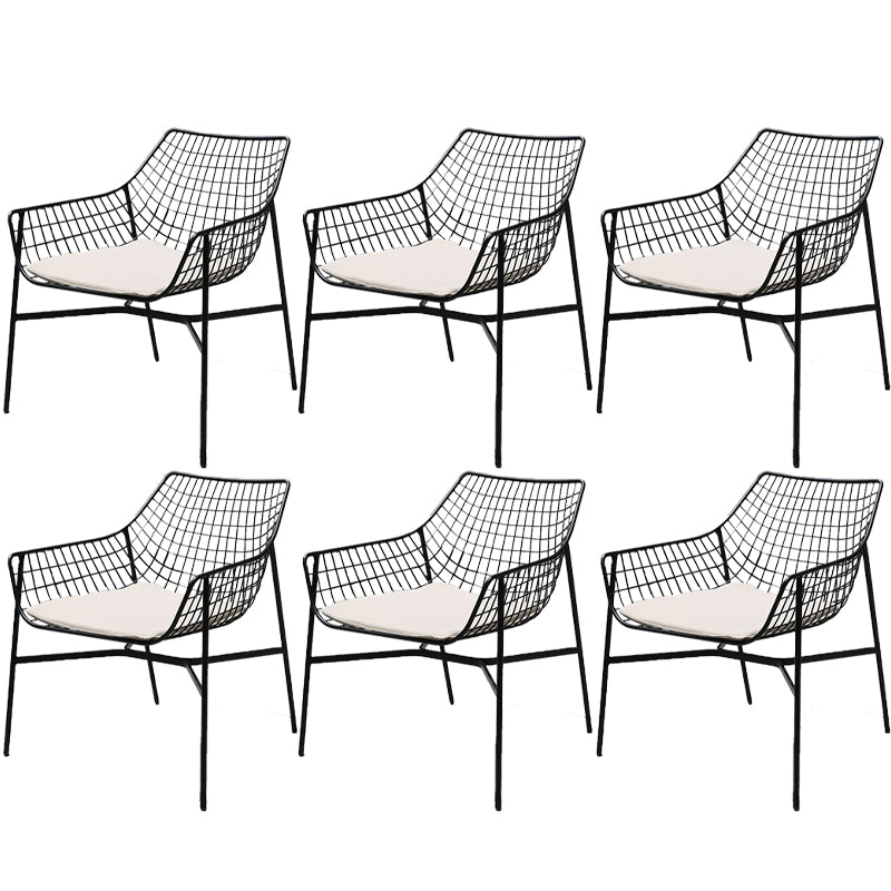 Modern Dining Side Chair Iron Removable Cushion Outdoor Bistro Chairs
