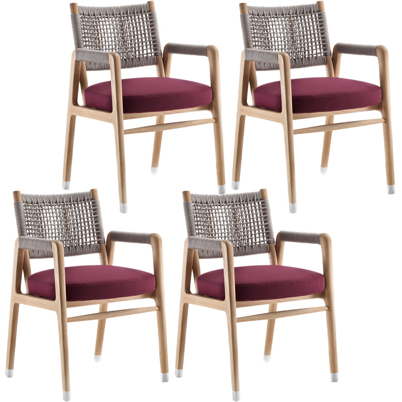 Modern Dining Side Chair Solid Wood Outdoor Bistro Chairs with Arm