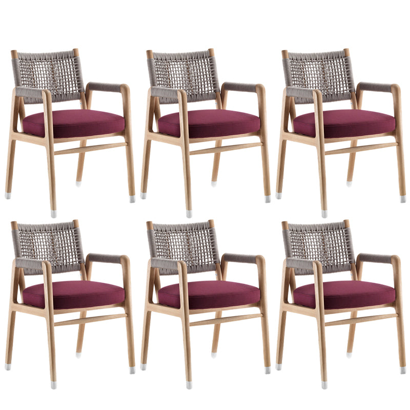 Modern Dining Side Chair Solid Wood Outdoor Bistro Chairs with Arm