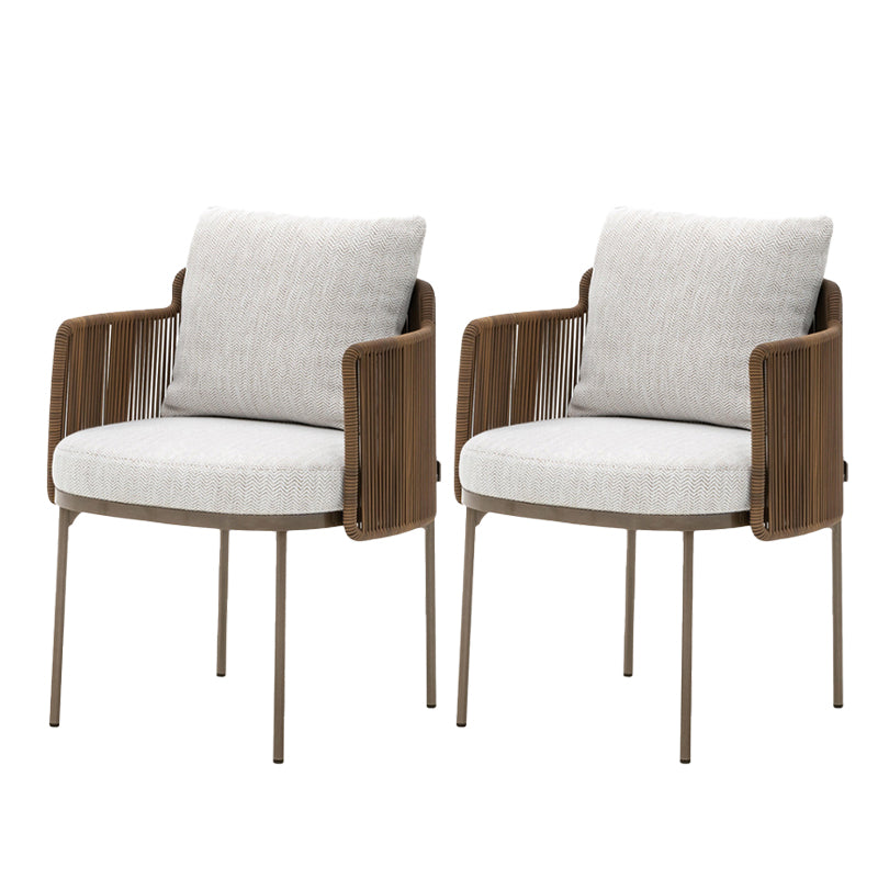 Tropical Patio Dining Side Chair Teak Outdoor Bistro Chairs with Arm