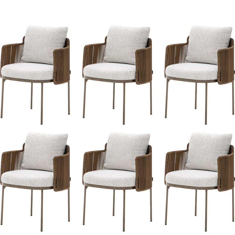 Tropical Patio Dining Side Chair Teak Outdoor Bistro Chairs with Arm