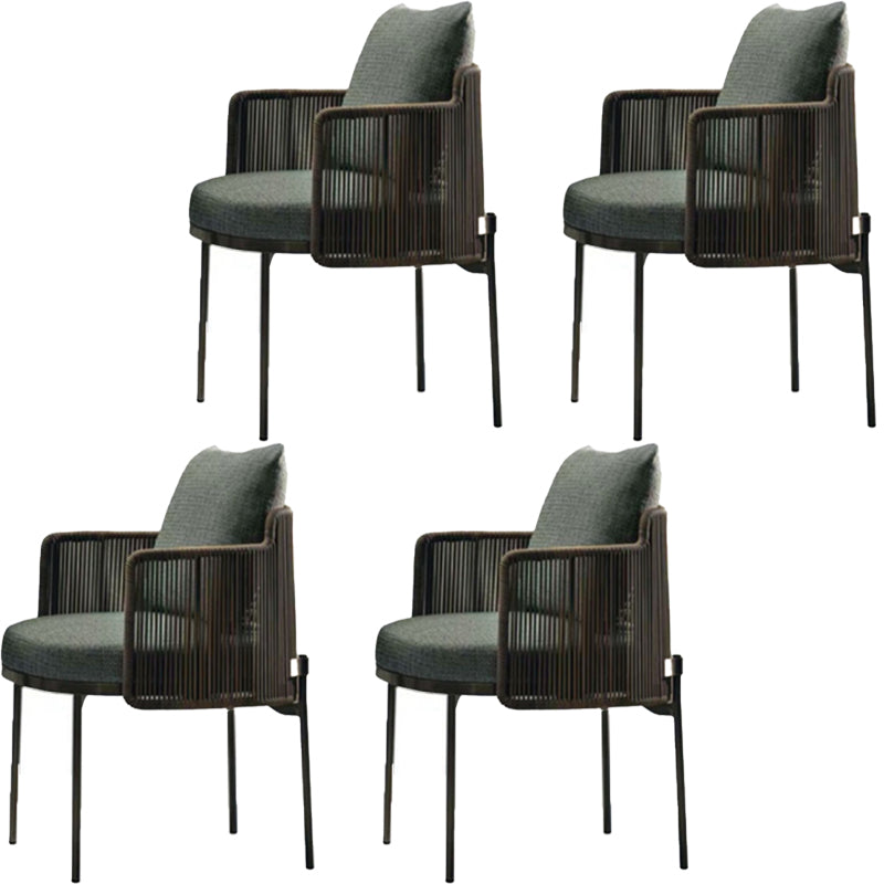 Tropical Patio Dining Side Chair Teak Outdoor Bistro Chairs with Arm