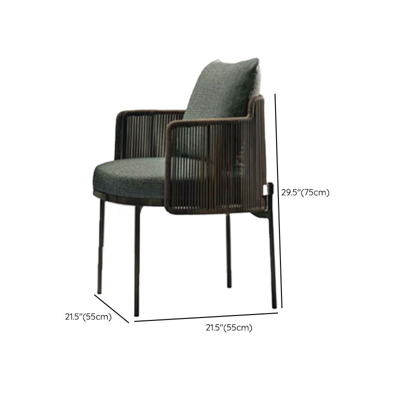 Tropical Patio Dining Side Chair Teak Outdoor Bistro Chairs with Arm