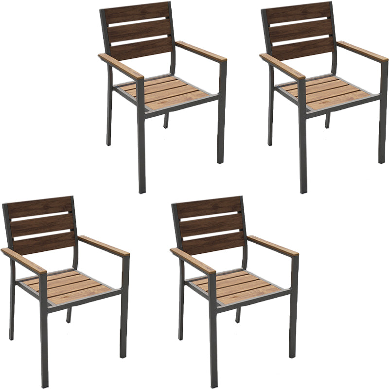 Modern Aluminum Dining Side Chair Wooden Silver Side Chair with Arm