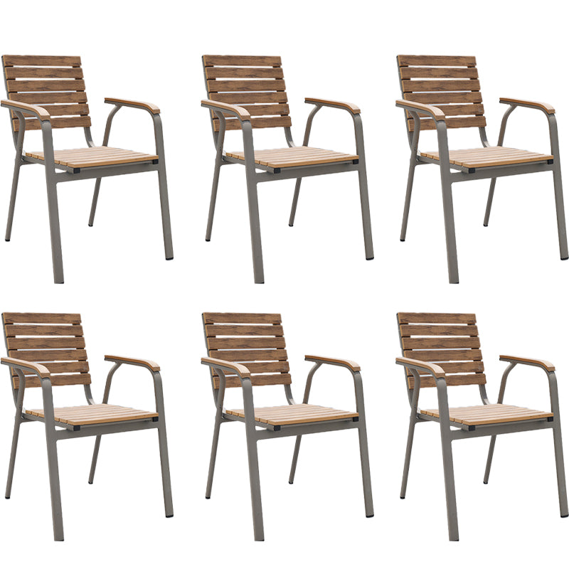 Modern Aluminum Dining Side Chair Wooden Silver Side Chair with Arm