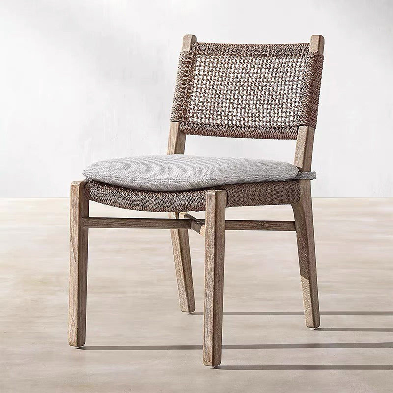 Contemporary Teak Armchair Solid Wood Dining Armchair with Upholstered
