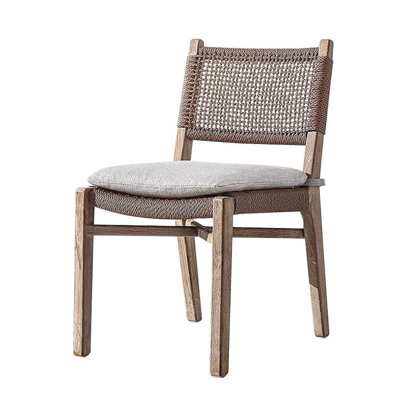 Contemporary Teak Armchair Solid Wood Dining Armchair with Upholstered