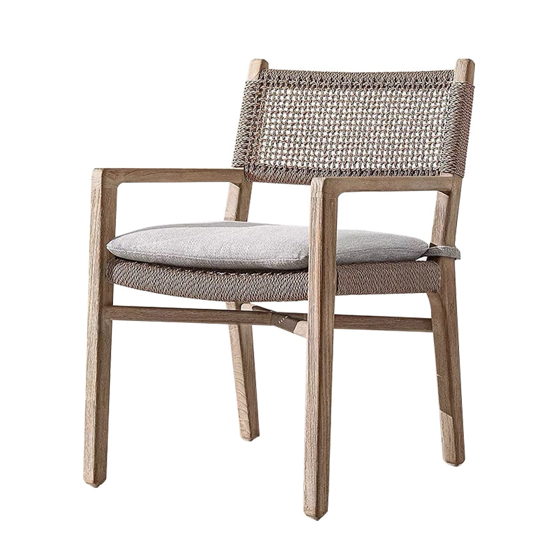 Contemporary Teak Armchair Solid Wood Dining Armchair with Upholstered