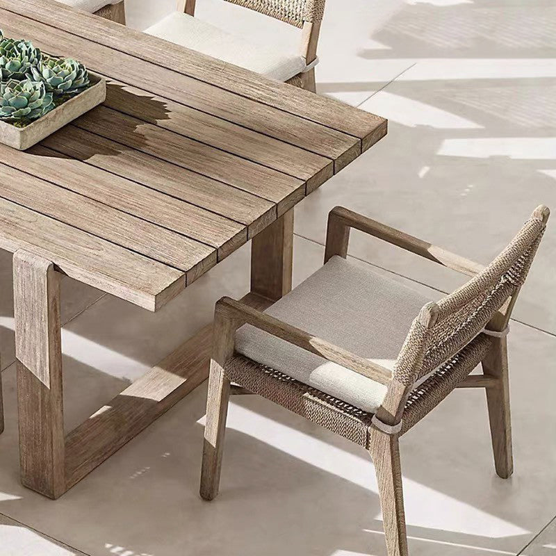 Contemporary Teak Armchair Solid Wood Dining Armchair with Upholstered