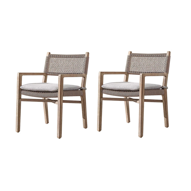 Contemporary Teak Armchair Solid Wood Dining Armchair with Upholstered