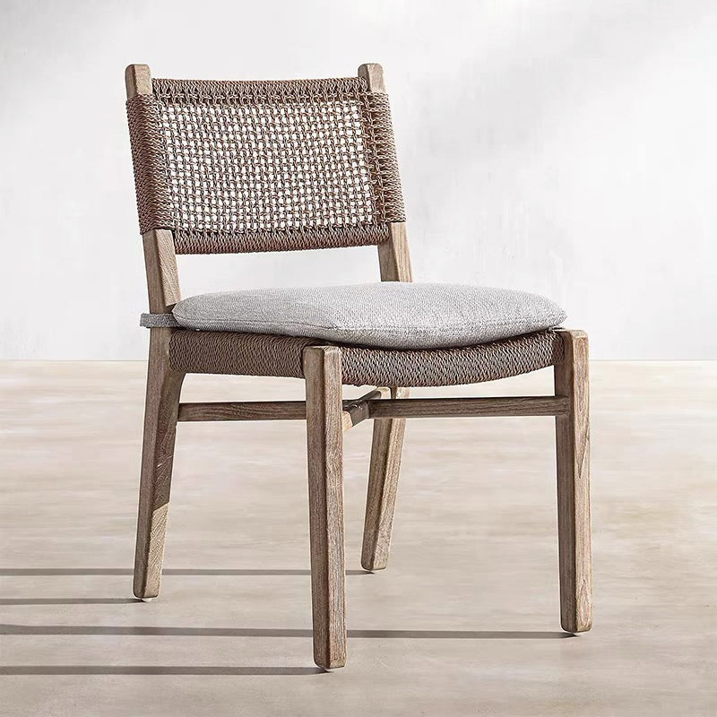 Contemporary Teak Armchair Solid Wood Dining Armchair with Upholstered