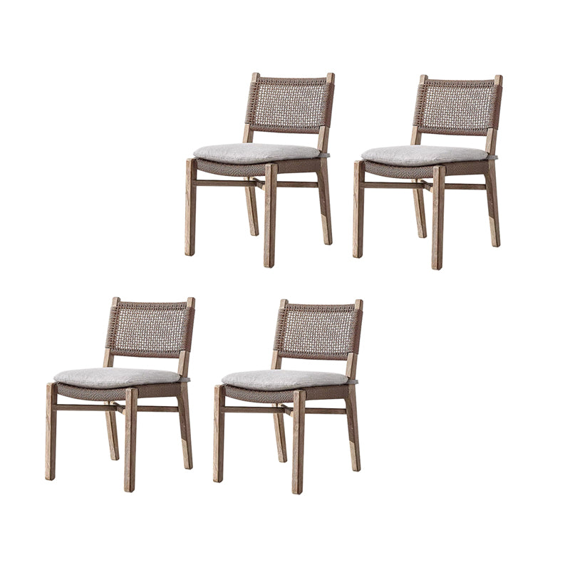 Contemporary Teak Armchair Solid Wood Dining Armchair with Upholstered