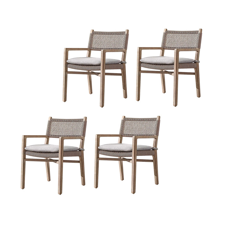 Contemporary Teak Armchair Solid Wood Dining Armchair with Upholstered