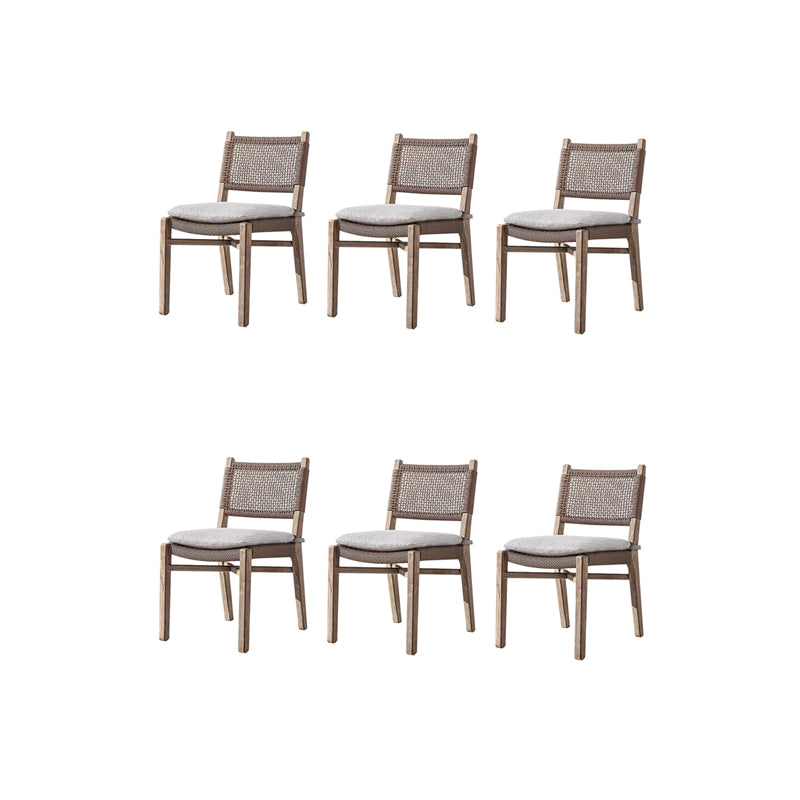 Contemporary Teak Armchair Solid Wood Dining Armchair with Upholstered