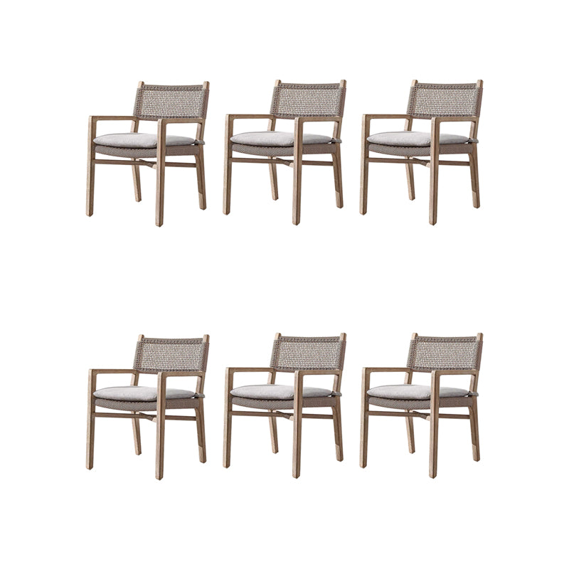 Contemporary Teak Armchair Solid Wood Dining Armchair with Upholstered