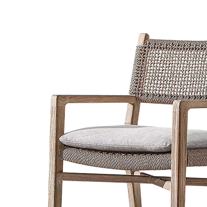 Contemporary Teak Armchair Solid Wood Dining Armchair with Upholstered