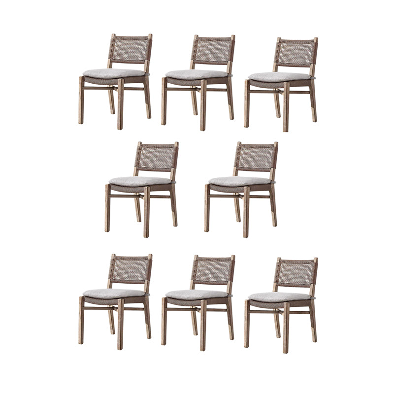 Contemporary Teak Armchair Solid Wood Dining Armchair with Upholstered