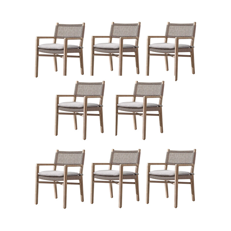 Contemporary Teak Armchair Solid Wood Dining Armchair with Upholstered
