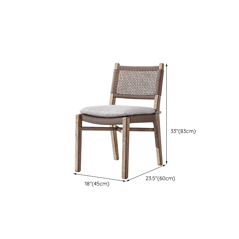 Contemporary Teak Armchair Solid Wood Dining Armchair with Upholstered