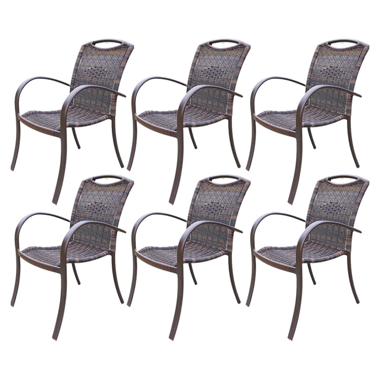 Tropical Rattan Patio Dining Open Back Outdoors Dining Chairs