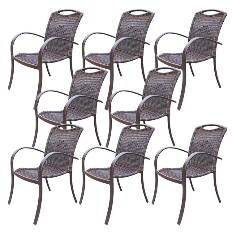 Tropical Rattan Patio Dining Open Back Outdoors Dining Chairs
