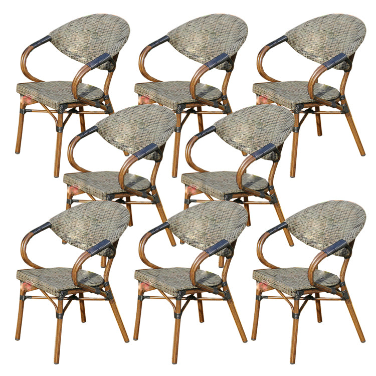 Tropical Rattan Patio Dining Open Back Outdoors Dining Chairs