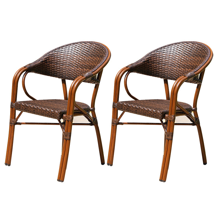 Tropical Rattan Patio Dining Open Back Outdoors Dining Chairs