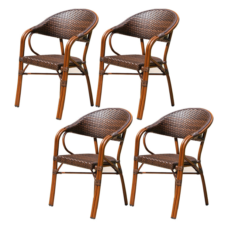 Tropical Rattan Patio Dining Open Back Outdoors Dining Chairs