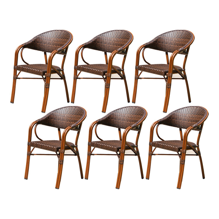 Tropical Rattan Patio Dining Open Back Outdoors Dining Chairs