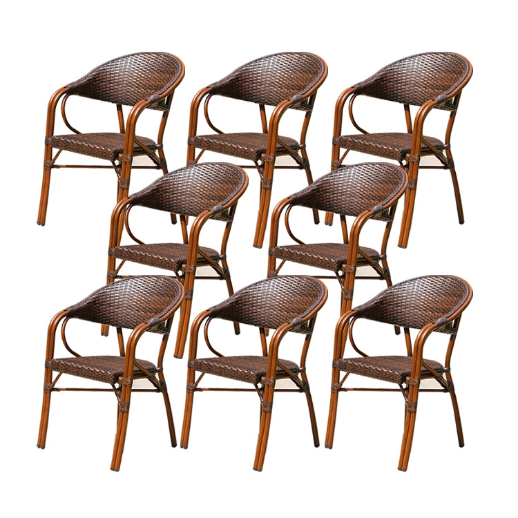 Tropical Rattan Patio Dining Open Back Outdoors Dining Chairs