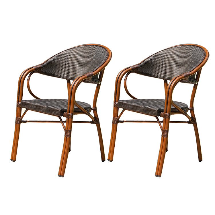 Tropical Rattan Patio Dining Open Back Outdoors Dining Chairs