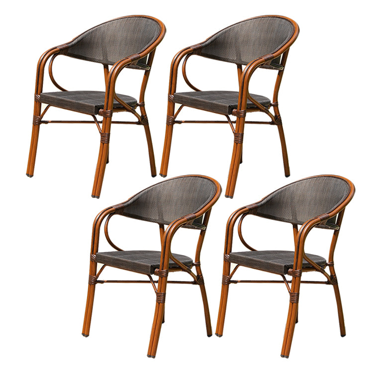 Tropical Rattan Patio Dining Open Back Outdoors Dining Chairs