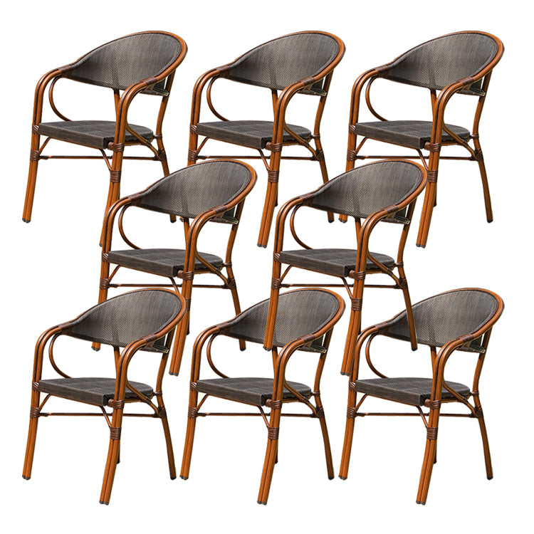 Tropical Rattan Patio Dining Open Back Outdoors Dining Chairs