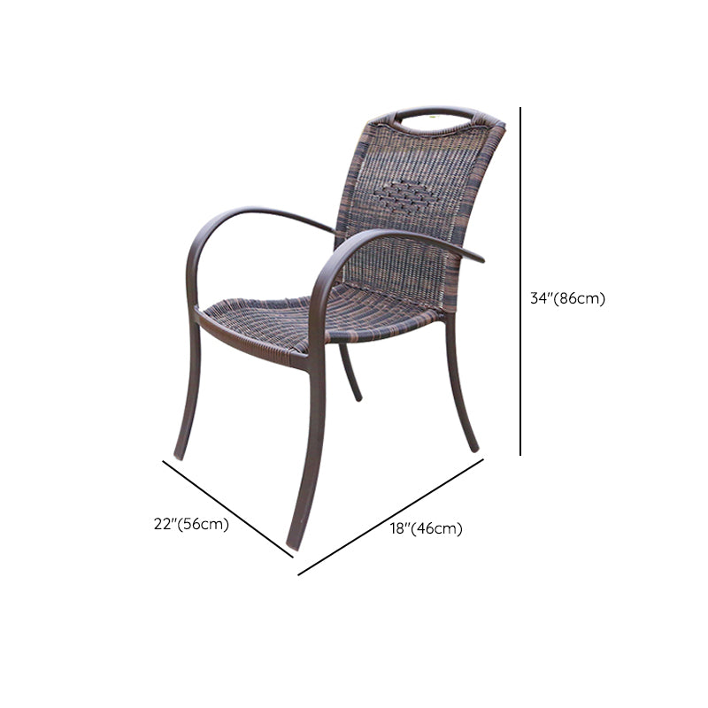 Tropical Rattan Patio Dining Open Back Outdoors Dining Chairs