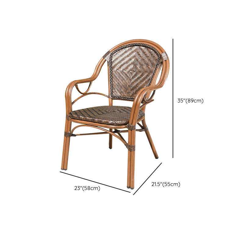 Tropical Rattan Patio Dining Open Back Outdoors Dining Chairs