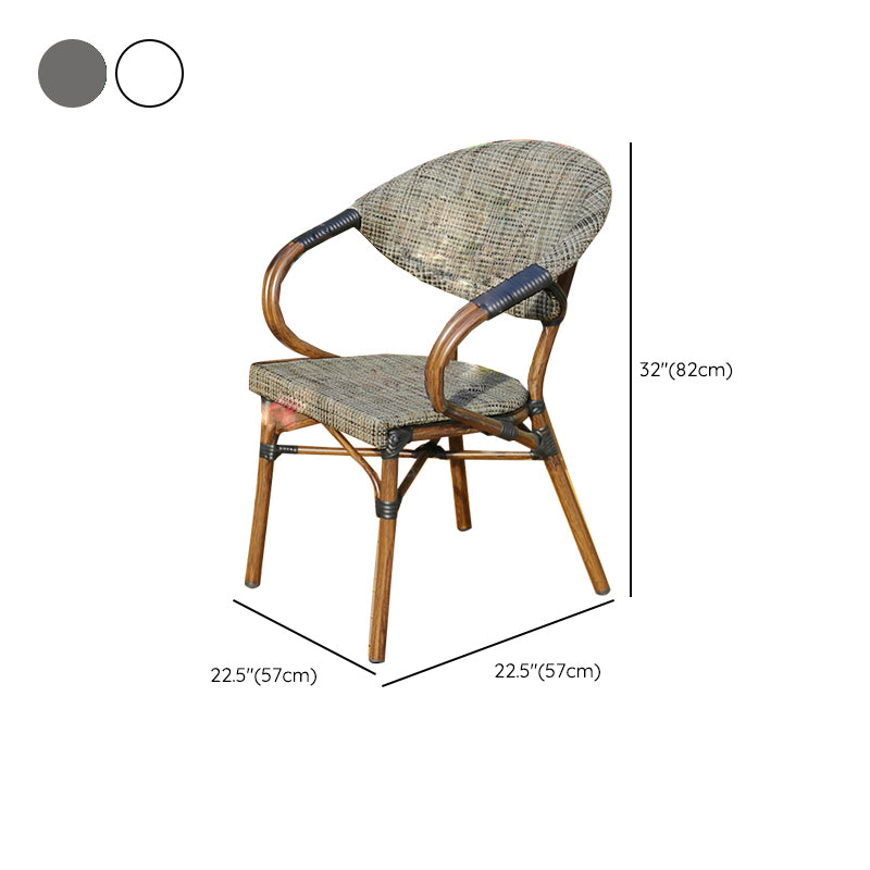 Tropical Rattan Patio Dining Open Back Outdoors Dining Chairs