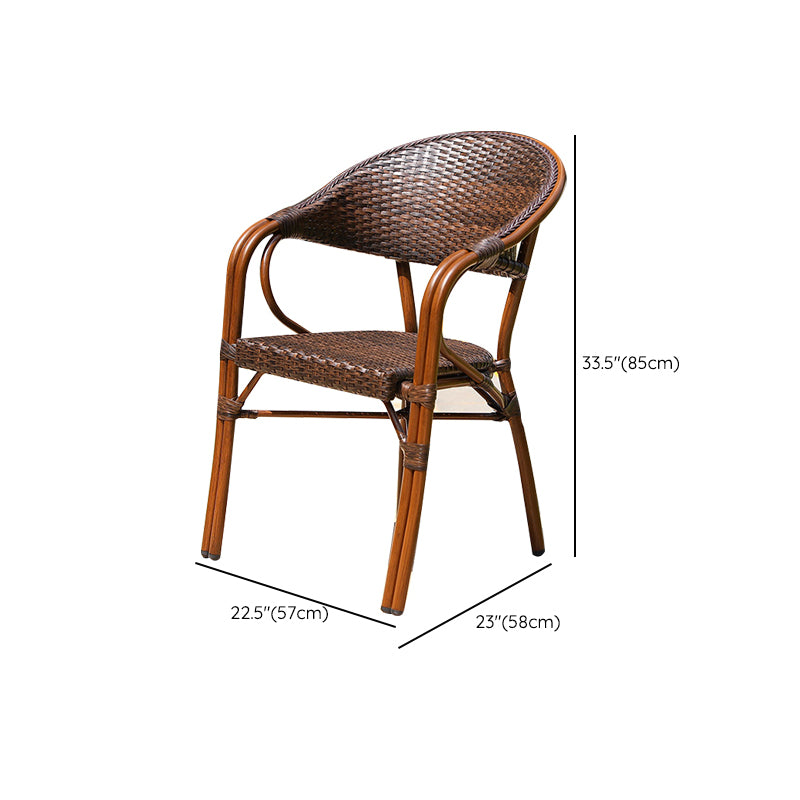 Tropical Rattan Patio Dining Open Back Outdoors Dining Chairs