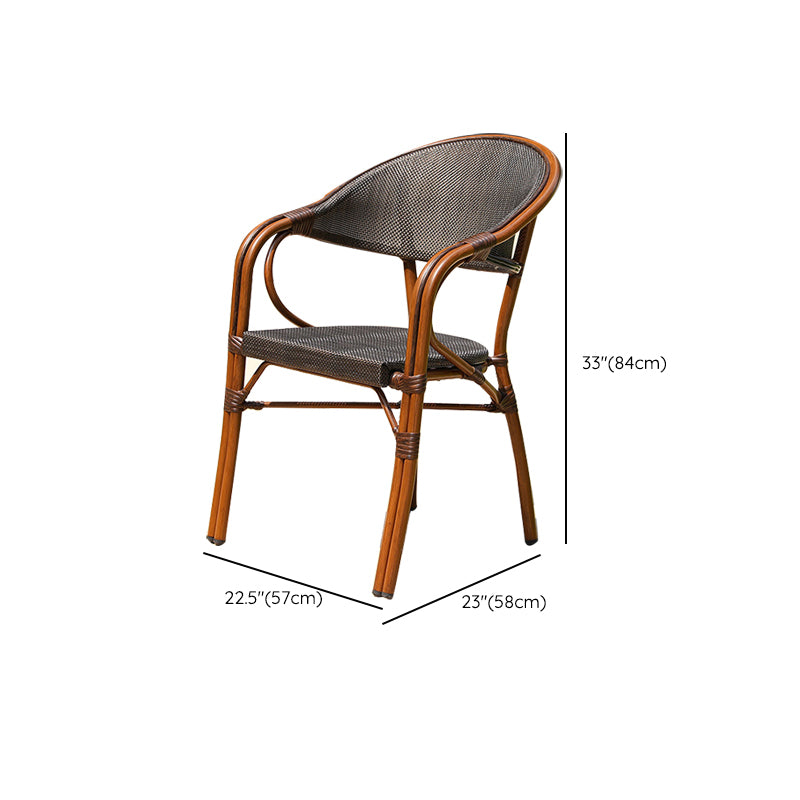 Tropical Rattan Patio Dining Open Back Outdoors Dining Chairs