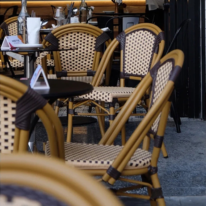 Tropical High Backrest Outdoors Dining Chairs with Rattan Dining Armchair