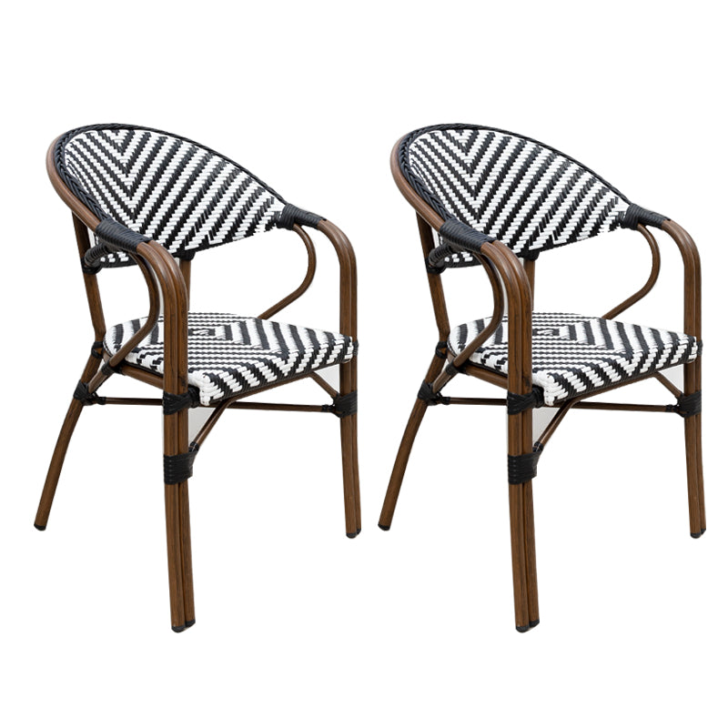 Tropical High Backrest Outdoors Dining Chairs with Rattan Dining Armchair