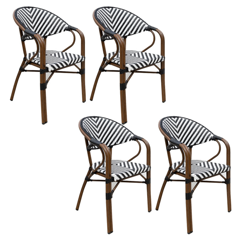 Tropical High Backrest Outdoors Dining Chairs with Rattan Dining Armchair