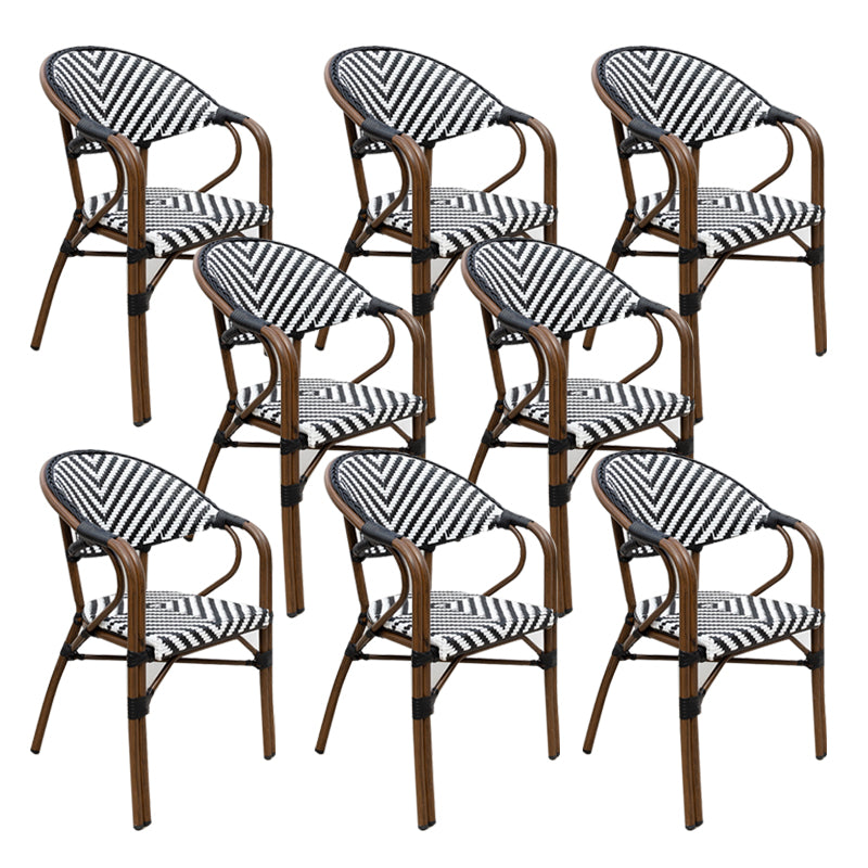 Tropical High Backrest Outdoors Dining Chairs with Rattan Dining Armchair