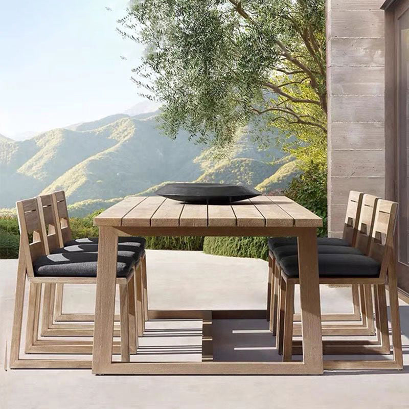 Modern Armed Chairs Solid Wood Natural RemovableUV Protective Finish Cushion