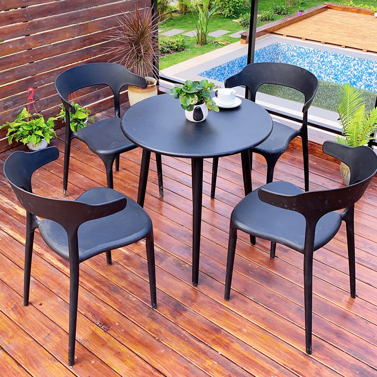 19" Wide Contemporary Side Chair Plastic Open Back Patio Dining Chair