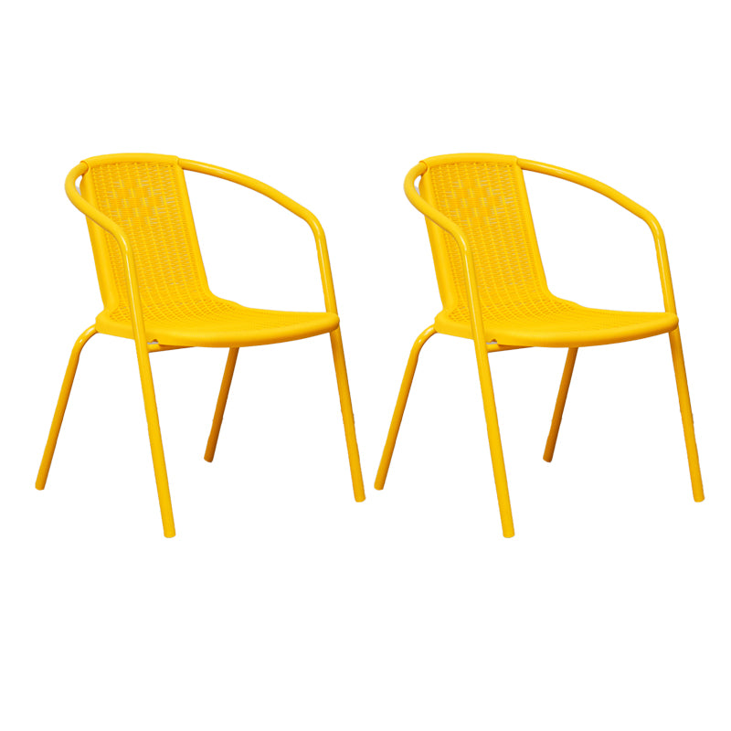 Modern Metal Patio Dining Chair Stacking Outdoors Dining Chairs with Arm