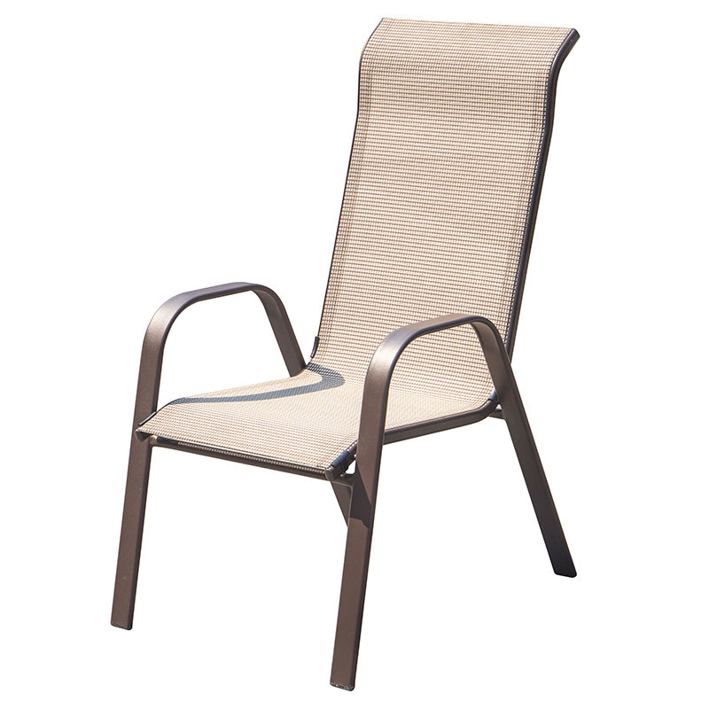 Stacking Patio Arm Chair Modern Metal Brown UV Resistant Dining Armchair